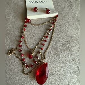 Ashley Cooper Red and Gold Necklace Set